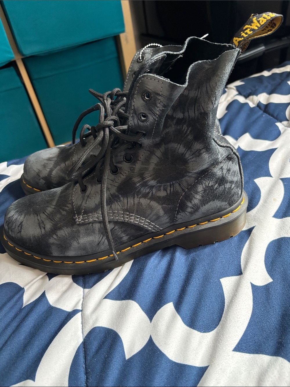 Dr. Martens 1460 Pascal Tie Dye Printed Suede Leather Ankle Boots - Picture 1 of 6